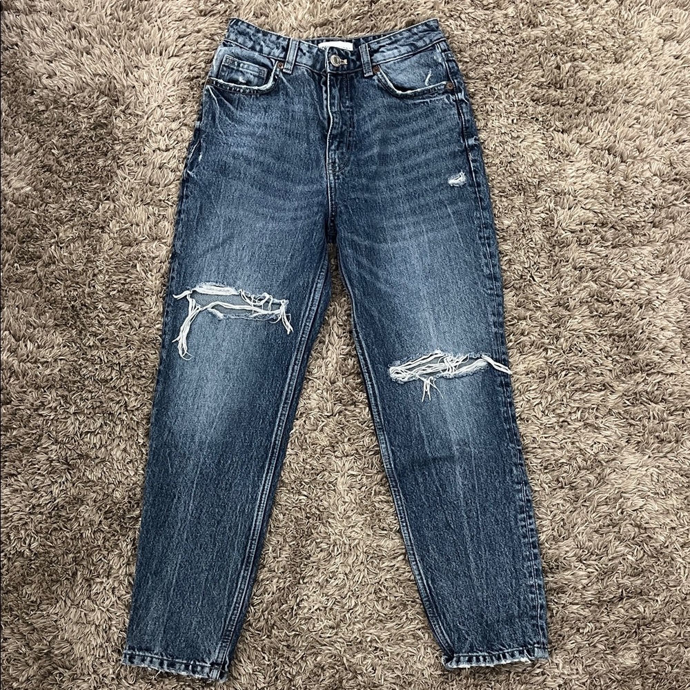 Zara Ankle Jeans in Distressed Blue